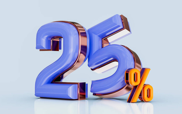 realistische glänzend 25 Prozent Rabatt Verkauf Banner goldenen Effekt 3D-Renderkonzept für Einkaufsangebot - Foto, Bild