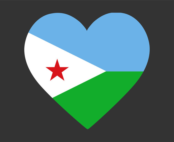 Djibouti Flag National Africa Emblem Heart Icon Vector Illustration Abstract Design Element - Vektor, Bild
