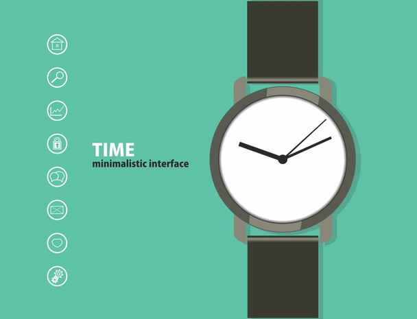 With a wristwatch and a set of icons - Vector, Image