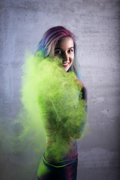 Renkli toz kızla - Fotoğraf, Görsel