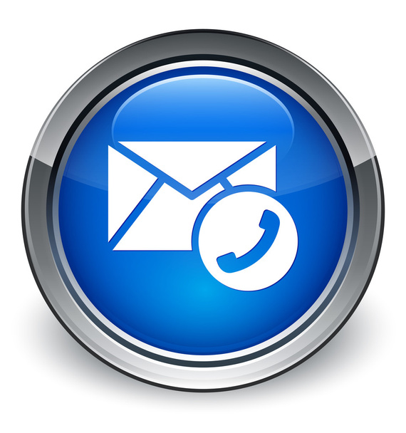 Kapcsolat (telefon borítékban) ikon fényes kék gomb - Fotó, kép