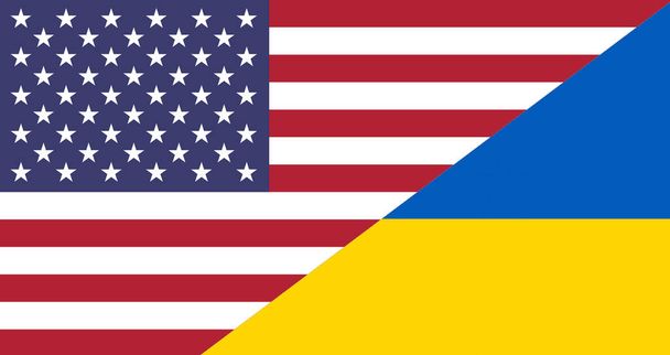Dvě vlajky USA Spojené státy americké a Ukrajina - Fotografie, Obrázek