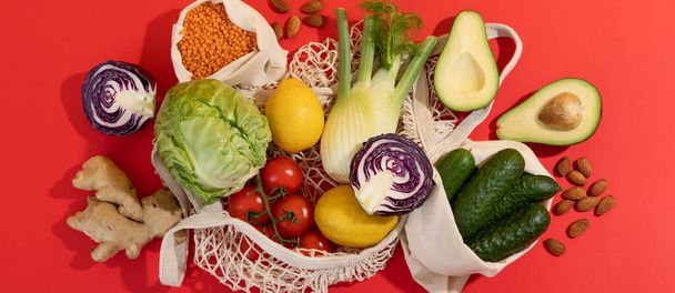 healthy food, vegetables and fruits concept - Zdjęcie, obraz