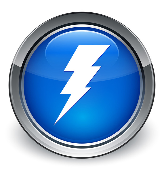 Elektriciteit glanzende blauwe knoop van het pictogram - Foto, afbeelding
