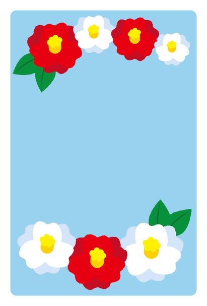 2023 New Year's card design template Red and white camellia - ベクター画像
