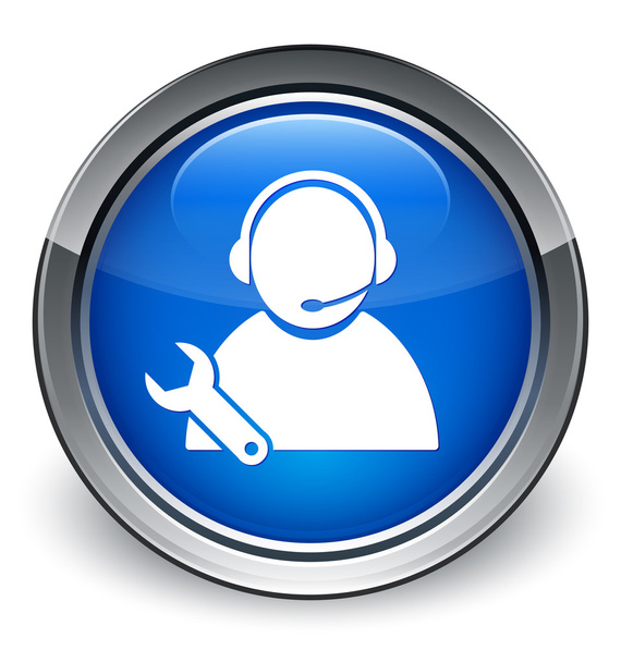 Τεχνολογίας υποστήριξη πελατών φροντίδα υπηρεσία (κλειδί) εικονίδιο γυαλιστερό μπλε αλλά - Φωτογραφία, εικόνα