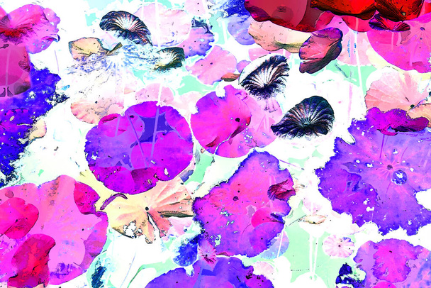 Shluk lotosových listů, elegantní pozadí vzor - Fotografie, Obrázek