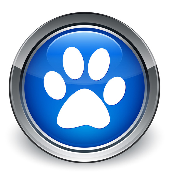 Icono de huella animal botón azul brillante
 - Foto, Imagen