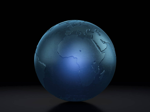 Glass world globe on a black background. 3d illustration. - Фото, изображение