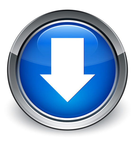 Download (aşağı ok) kutsal kişilerin resmi parlak mavi düğme - Fotoğraf, Görsel