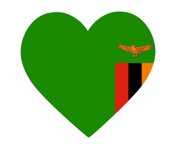 Zambia Flag National Africa Emblem Heart Icon Vector Illustration Abstract Design Element - Vektor, Bild