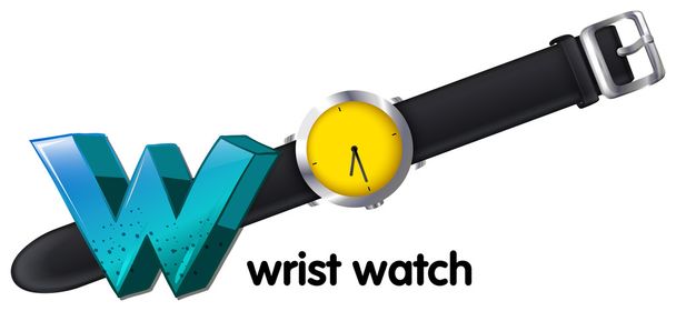A letter W for wrist watch - Vector, Image