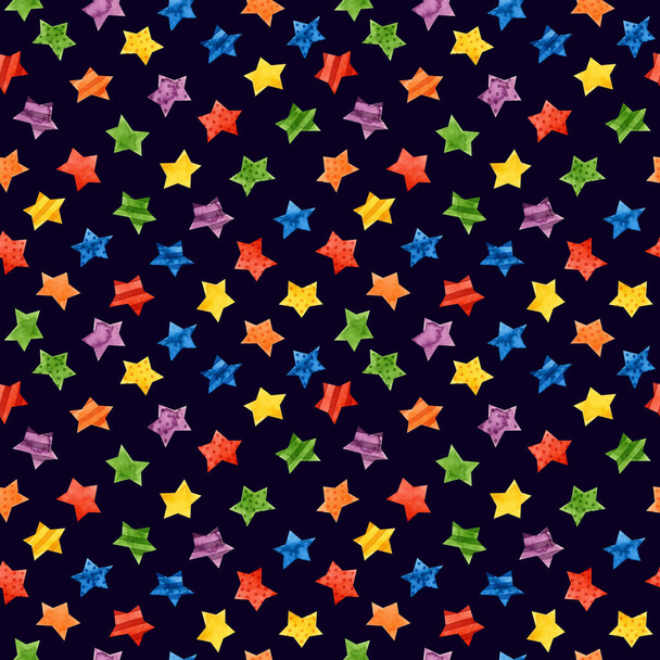 LGBT trots maand naadloos patroon. LGBTQ art, regenboog aquarel clipart met sterren - Foto, afbeelding