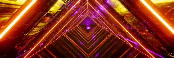3D render, Abstract futuristic Sci-fi holographic neon glowing, Graphic digital technology background - Zdjęcie, obraz