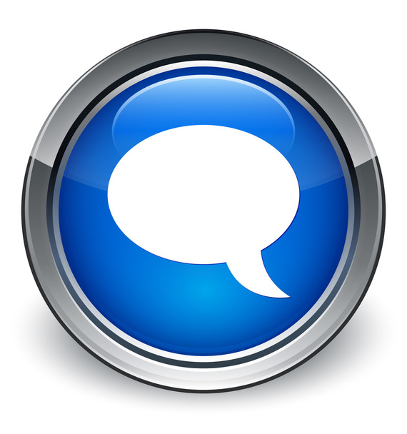 Bąbelek ikona lśniący niebieski przycisk mów-Talk - Zdjęcie, obraz