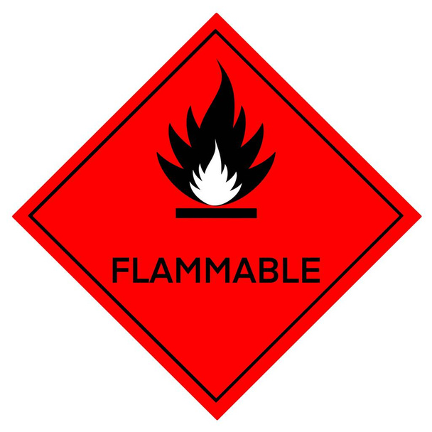The flammable symbol is used to warn of hazards, Symbols used in industry or laboratory  - Foto, afbeelding