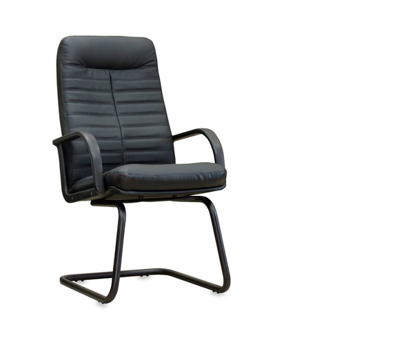 The office chair from black leather. Isolated - Фото, изображение