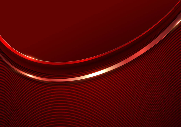 抽象的な豪華な3D光沢のある赤い曲線状の形で、赤い背景に線の要素紙のカットスタイル。ベクターイラスト - ベクター画像