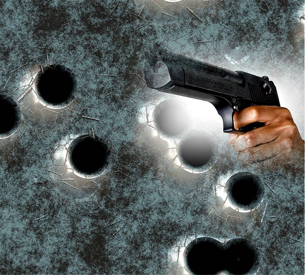 Photomanipulation handgun bullet holes - Foto, Imagem