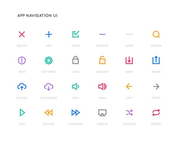 App Control System User Interface (UI) Vector Icon Set. High Quality Minimal Lined Icons. - Vector, Image