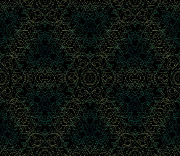 Abstraktní kaleidoskop vektorový vzor na smaragdově zeleném pozadí, a ornamenta - Vektor, obrázek