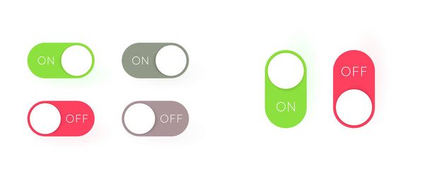 オン/オフ切り替えスイッチボタンのセット｜モダンデバイスユーザーインターフェイスベクトルグラフィックデザイン - ベクター画像