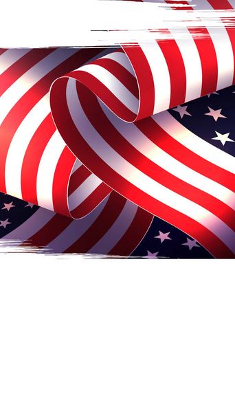 Banner with curvy America flag, USA national symbol, design element - Vetor, Imagem