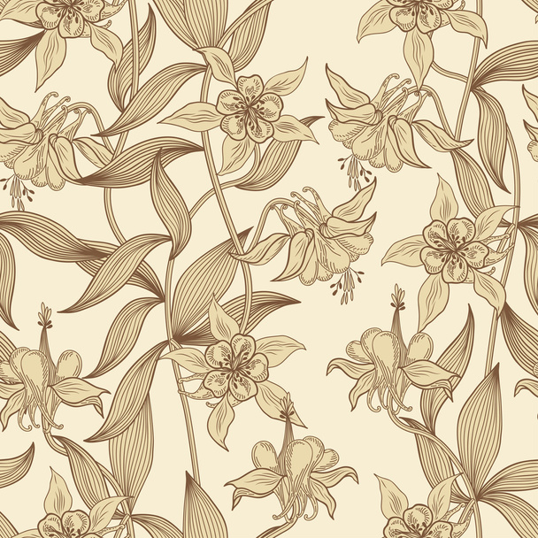Pattern with hand made flowers - Vector, imagen
