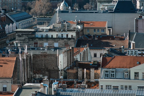 Elevated view of old urban district of Budapest - Φωτογραφία, εικόνα