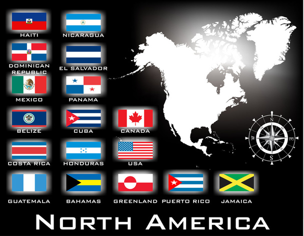 Mapa Severní Ameriky - Vektor, obrázek