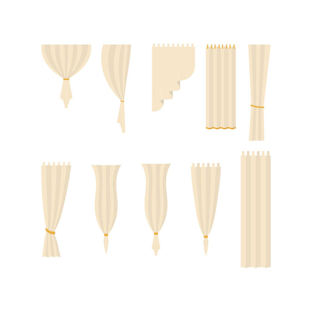 A set of curtains, curtains. Isolated Cartoon style. Vector illustration - Vektör, Görsel