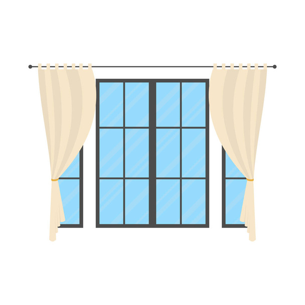 Fenêtre panoramique avec stores. Isolé Cartoon style. Illustration vectorielle - Vecteur, image