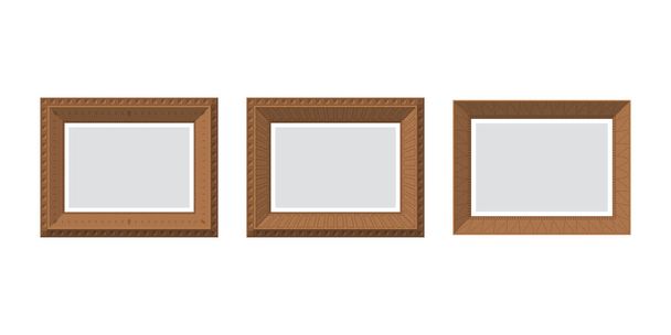 Set of empty wooden pictures. Isolated. Flat style. Vector illustration - Vektor, obrázek