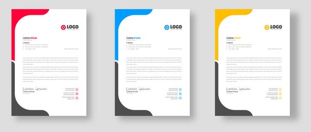 corporate modern business letterhead design template with yellow, blue and red color. creative modern letterhead design template for your project. letter head, letterhead, business letterhead design. - Vecteur, image