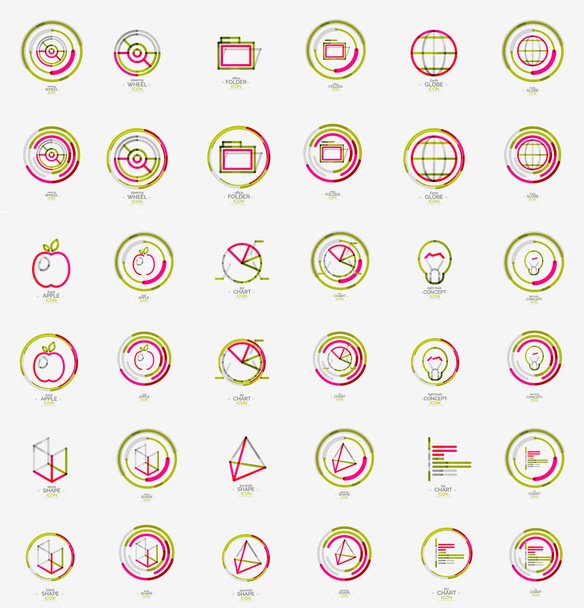 Minimal thin line design web icon set, stamps - Vector, Image