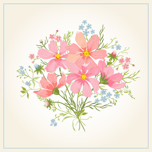 Bouquet of romantic flowers - Vector, Imagen