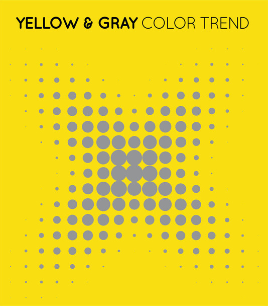 Cercle de couleur tendance jaune et gris en demi-teinte, motif point mi-teinte, illustration vectorielle. - Vecteur, image