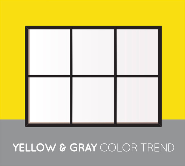 Sárga és szürke Trendy Color Horizontális kollázs elrendezés Sablon. A fénykép vagy illusztráció keretei. Vektor. - Vektor, kép
