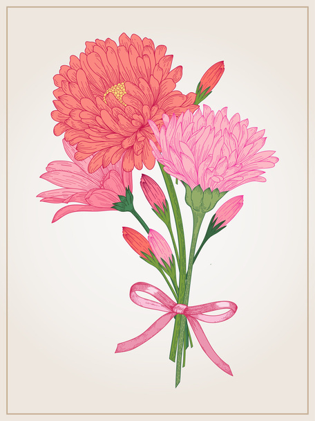 Bouquet with daisy, aster - Vector, Imagen