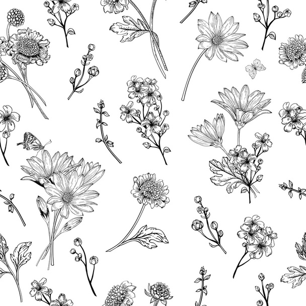 Seamless pattern with  flowers - Διάνυσμα, εικόνα