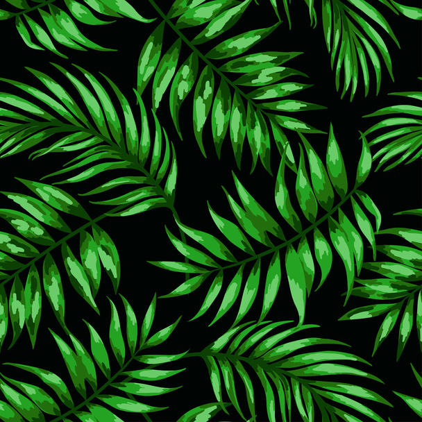 Pattern with tropical leaves - Vektör, Görsel