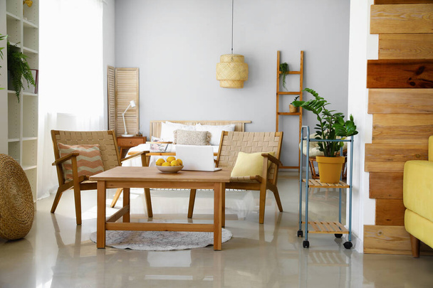 Interior of modern apartment with stylish armchairs - Fotó, kép