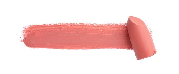 Lipstick and swatch on white background, top view - Фото, зображення