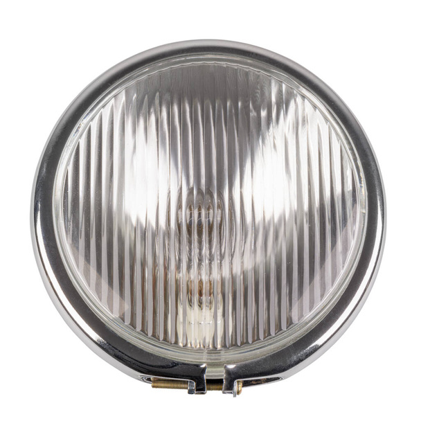 Close-up motorcycle headlight isolated in a white background. - Fotoğraf, Görsel