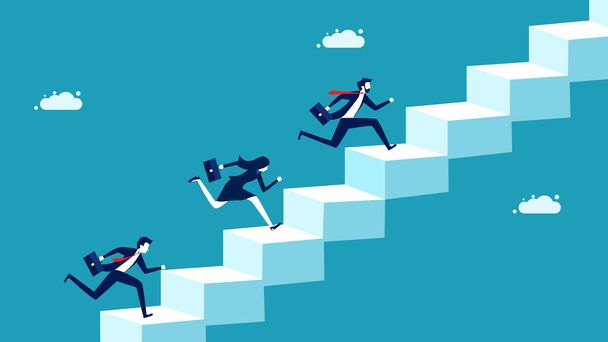 business competition. businessman running up the ladder of success. vector - ベクター画像