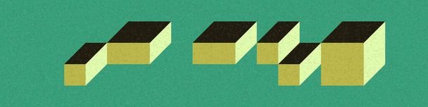 Realizace Il Cubo Edwarda Zajeca z roku1971. V podstatě Truchet dlaždice sada 8 dlaždic a pravidla pro umístění výtvarné ilustrace - Vektor, obrázek