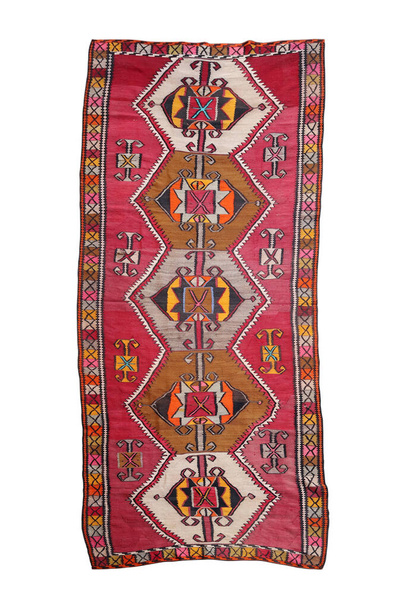 wol geweven oude antieke Turkse tapijt - Foto, afbeelding