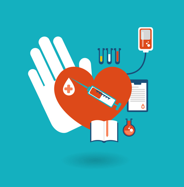 Hand holding a donor heart - Vector, afbeelding