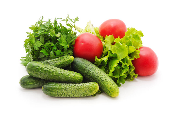 Set of fresh vegetables isolated on a white background. - Foto, Imagem