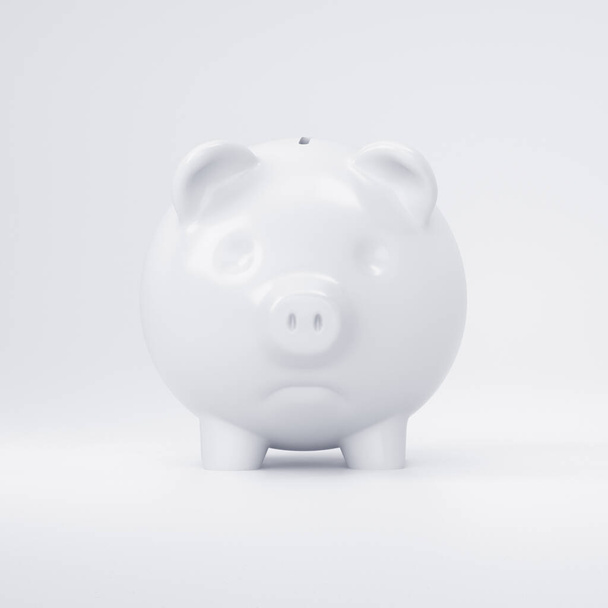 Pink piggy Bank sad for financial crisis. 3d rendering. - Fotografie, Obrázek